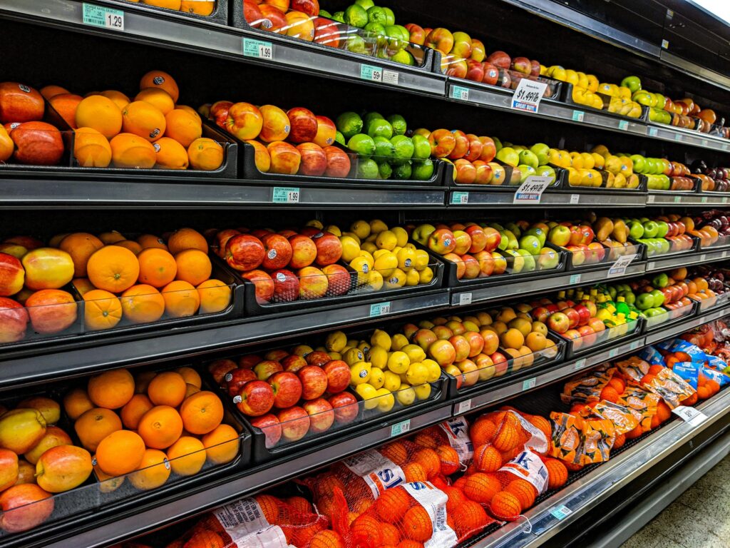 A fruit aisle at a convenience store